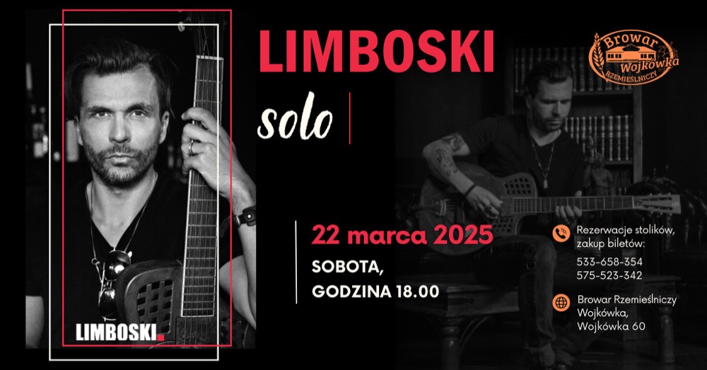 Plakat koncertu: Limboski, Browar Wojkówka, sobota, 22 marca 2025